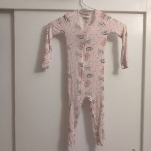 Cartoon Network Pink Unicorn-Print Footed One-Piece